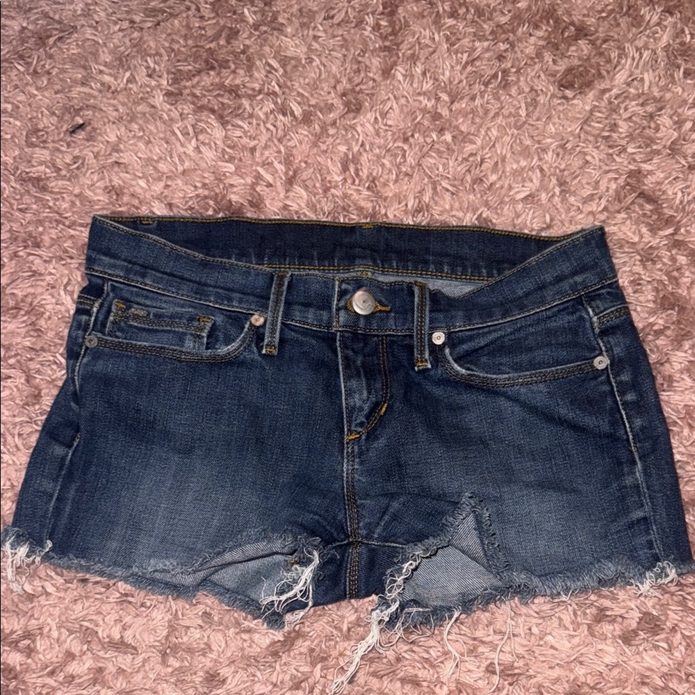 Dark Blue Denim Cutoff Shorts